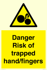 Danger Risk of trapped hand/fingers